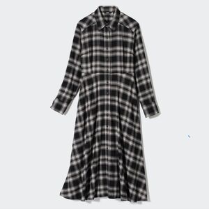 NWT) UNIQLO Brushed shirt dress soft size S black